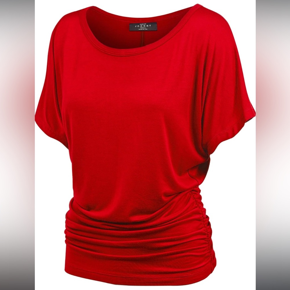 Made by Johnny Ruched Sides Wide Wing Top S194-20